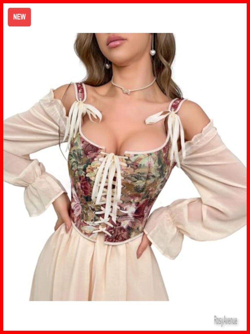 Women Renaissance Bustier Overbust Corset Adjustable Strap Non Padded